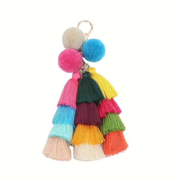 Colorful Pompom & Tassel Keychain