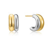 Two-Tone Puffy Double Hoop Earrings