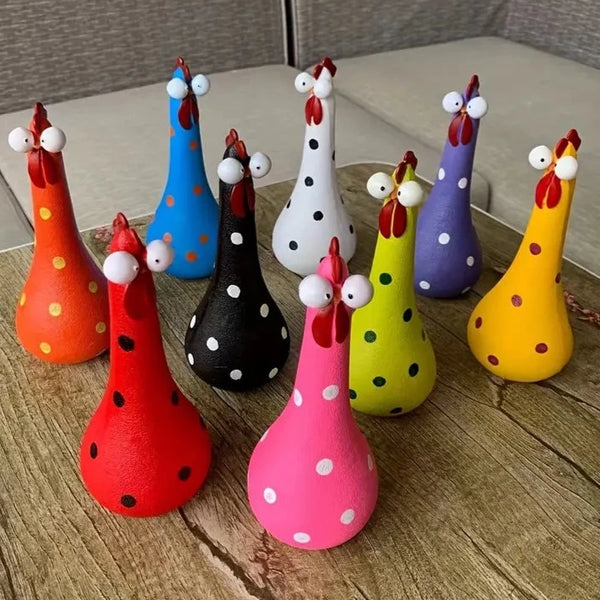 Whimsical Resin Chicken Figurines