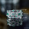 5 Row Emerald Green and Sterling Silver Ring