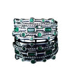 5 Row Emerald Green and Sterling Silver Ring