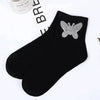 Shiny Crystal Butterfly And Heart Socks