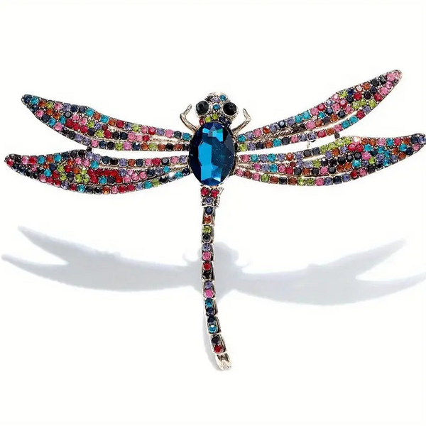 Dramatic Multicolor Dragonfly Brooch