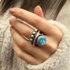 Turquoise And Pearl Three Layer Ring