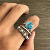 Turquoise And Pearl Three Layer Ring