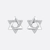 Sterling Silver And Pave Star of David Earrings