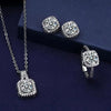 Sterling Silver CZ Earrings, Pendant Necklace And Ring