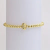 Gold Initial Stretch Bead Bracelet