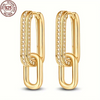 CZ Interlocking Rectangular Huggie Hoop Earrings