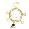 Double Chain Gold Bracelet with Enamel Clock Discs