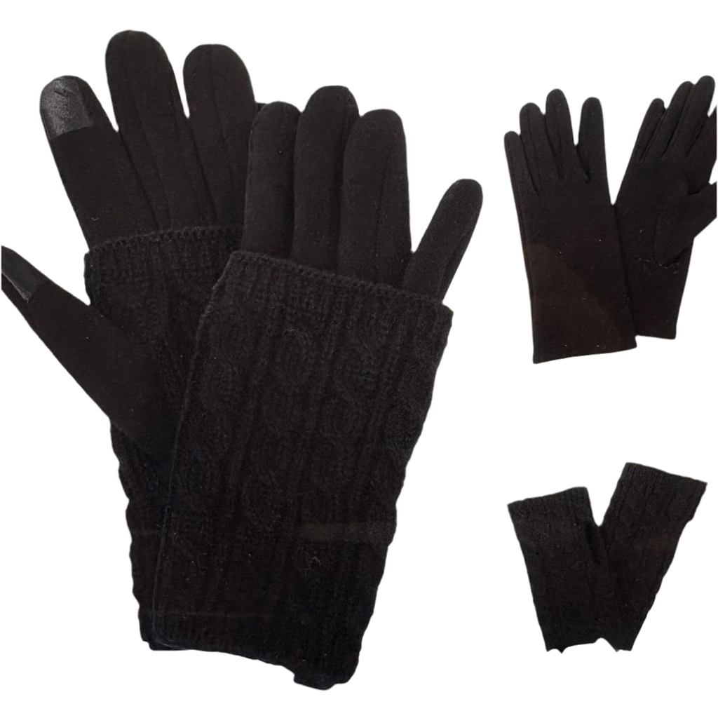 3-In-1 Cable Knit Gloves