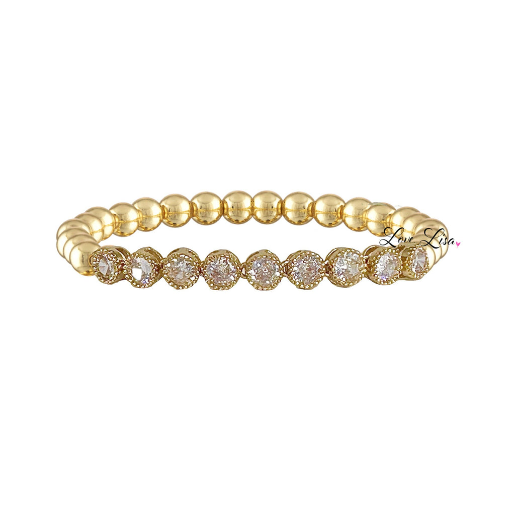 Val CZ Tennis Beaded Bracelet