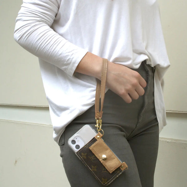 Upcycled Designer Leather Crossbody Phone Wallet