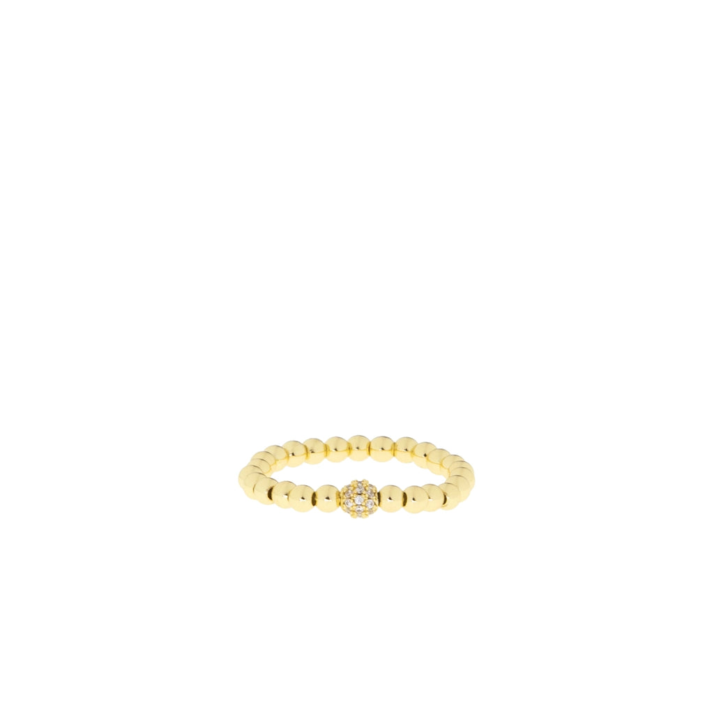 Stretch Beaded Ring With Pave Detail