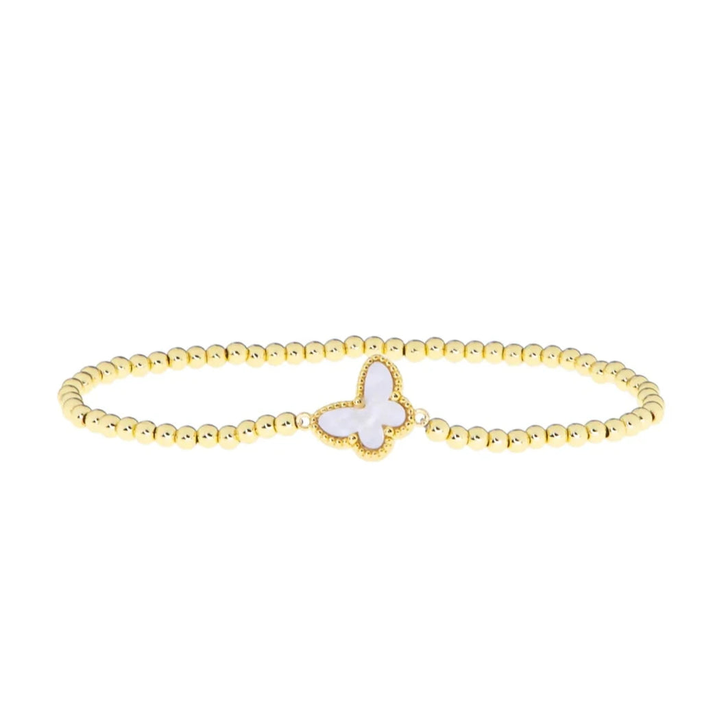 Butterfly Charm Bead Stretch Bracelet