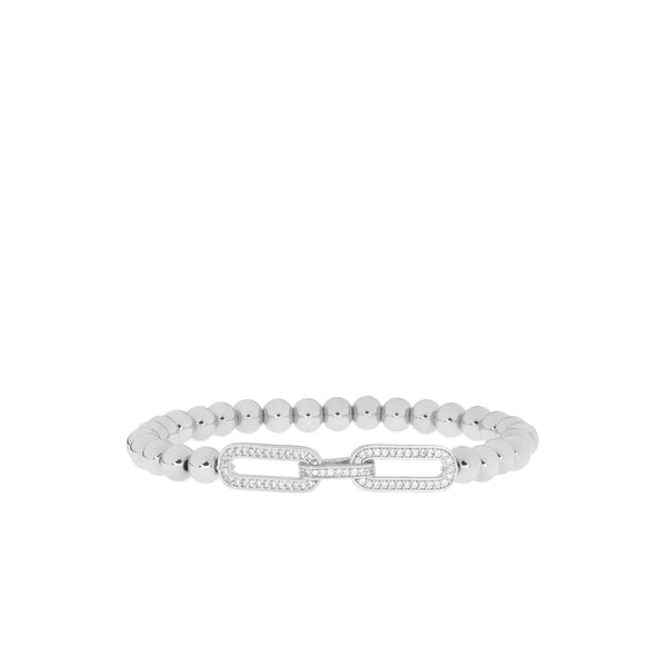 Beaded Ball Bracelet With Pave Link Detail