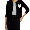 Kerri Rosenthal White Heart Patch On Black Crewneck Cardigan