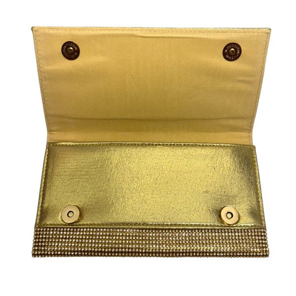 Gold Crystal Envelope Clutch