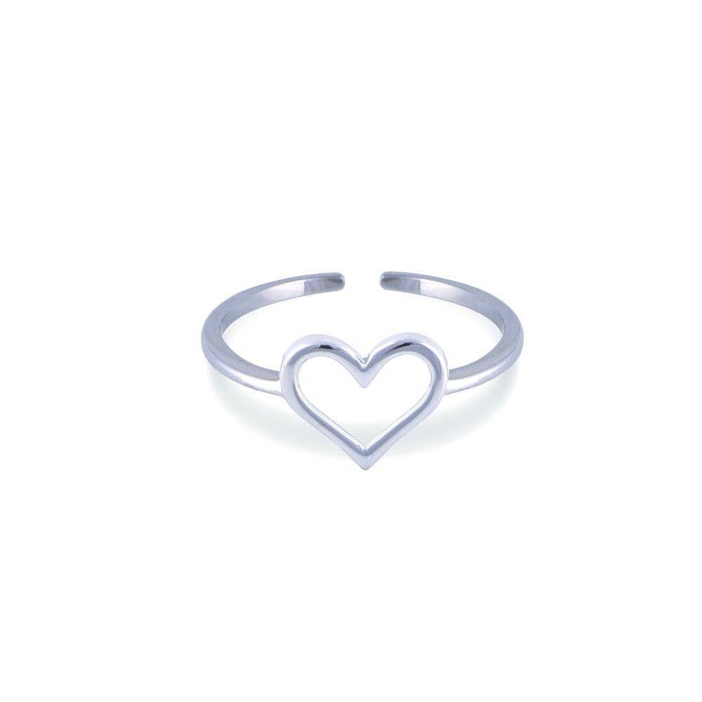 Sterling Silver Adjustable Heart Ring