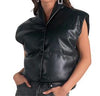 Elan High Collar Vegan Leather Vest