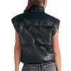 Elan High Collar Vegan Leather Vest