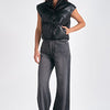 Elan High Collar Vegan Leather Vest