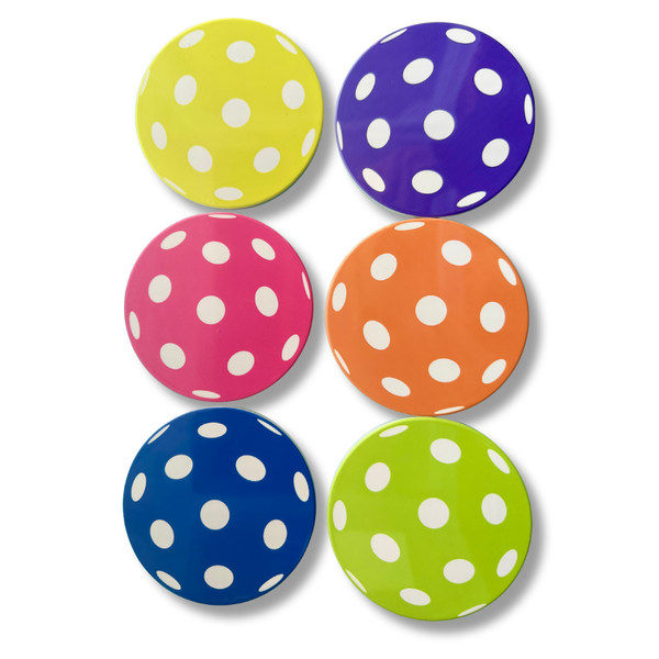 Colorful Ceramic Pickleball Ball Coasters