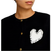 Kerri Rosenthal White Heart Patch On Black Crewneck Cardigan