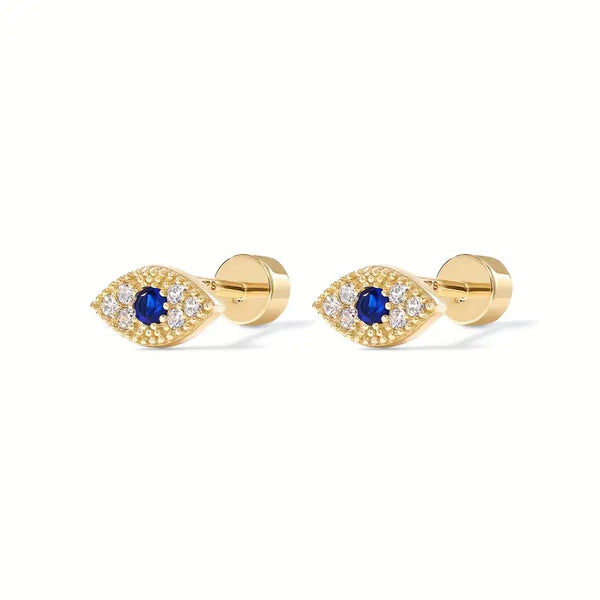 Mini CZ Evil Eye Post Earrings