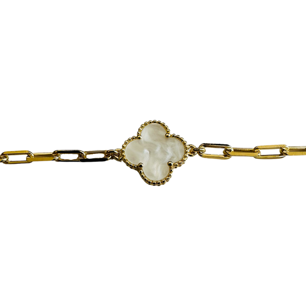 Enamel Paperclip Clover Bracelet