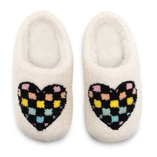 Kid's Checkered Heart Slippers