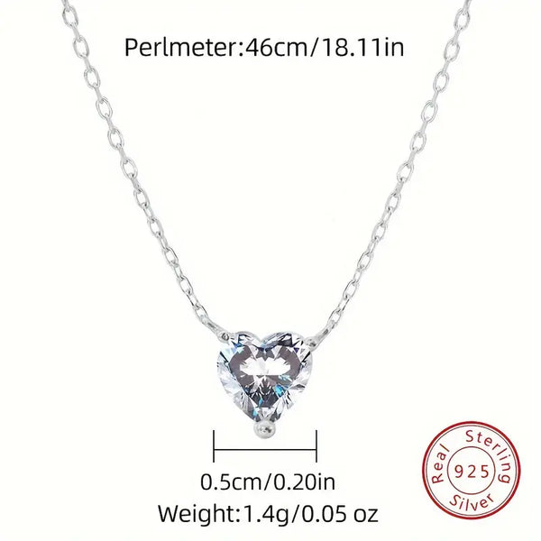 Invisible Set CZ Heart Necklace