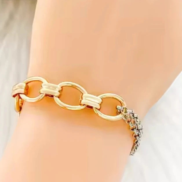 Two-Tone Link and Lock Bracelet