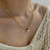 Gold Paperclip Necklace with Pednant Charms