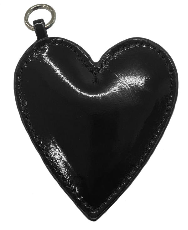 Leather Black Heart Bag/Keychain Charm