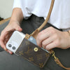 Upcycled Designer Leather Crossbody Phone Wallet