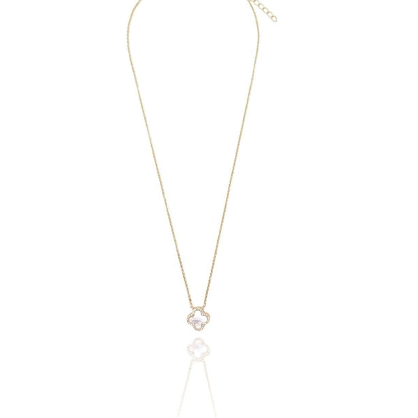 CZ Pearlescent Clover Necklace