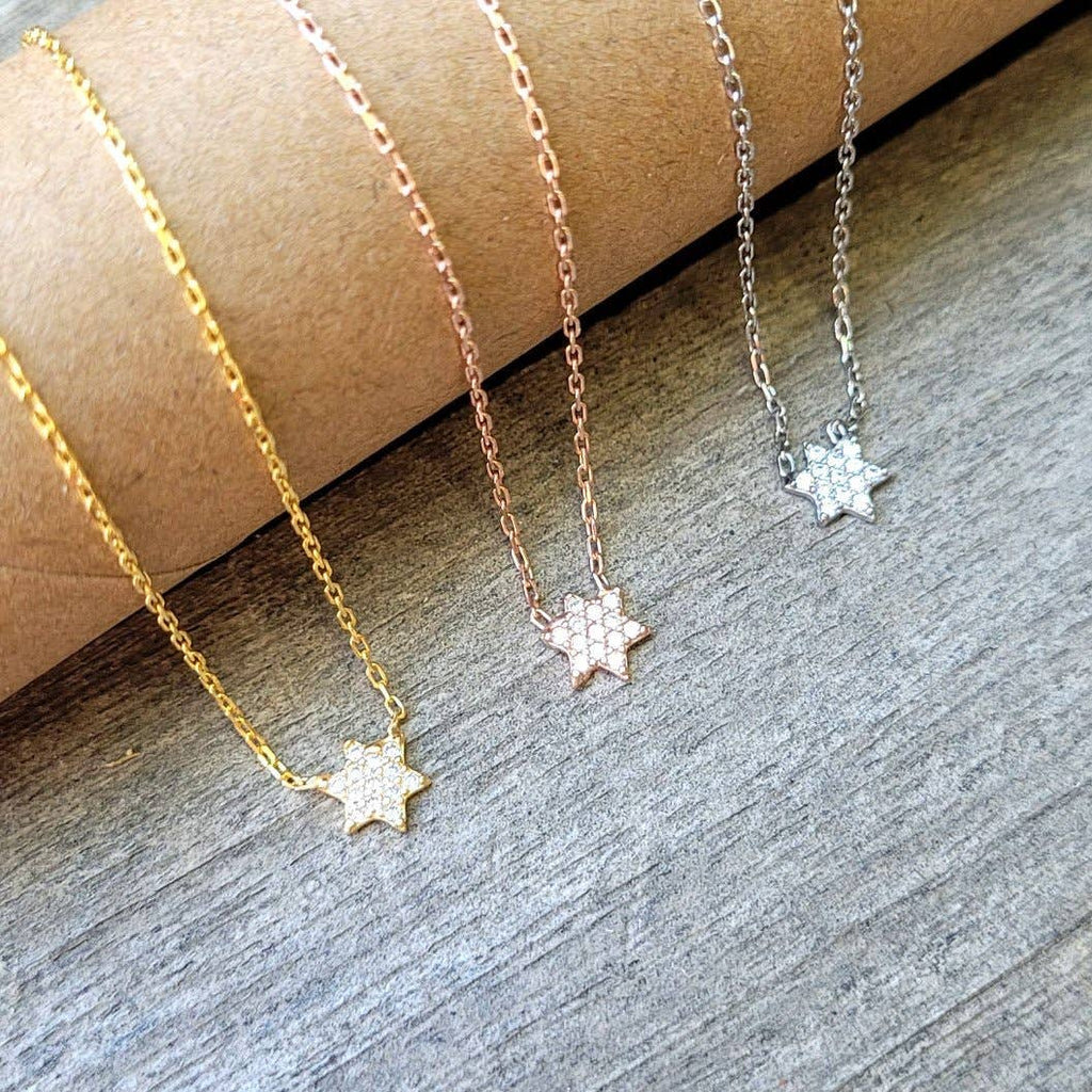 CZ Tiny Jewish Star Necklace