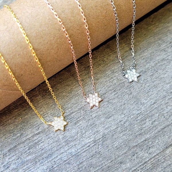 CZ Tiny Jewish Star Necklace