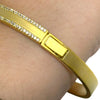 Gold Bangle Bracelet With Pave Trim