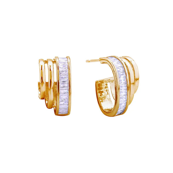 Trio Hoop CZ Earrings