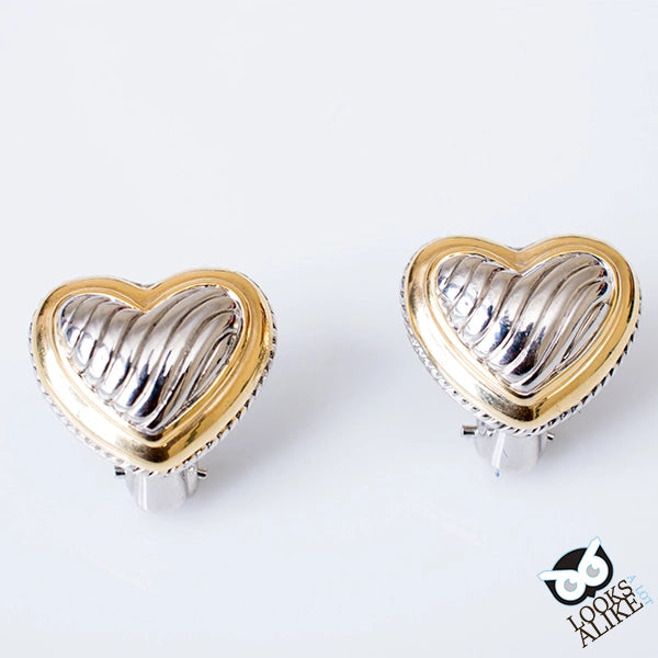 Textured Two-Toned Heart Earrings