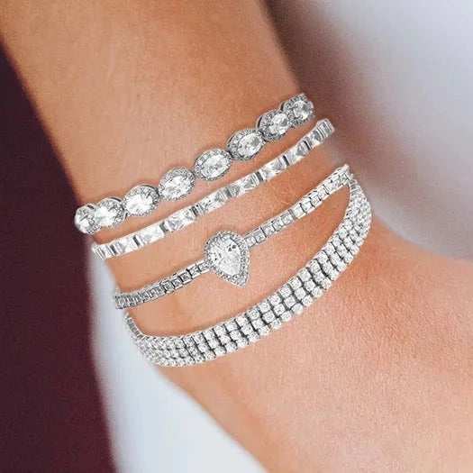 Triple Take Three Row CZ Bracelet