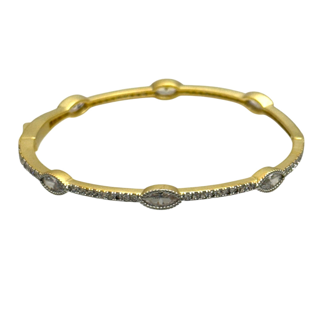 Gold Bangle Bracelet With Marquis CZ