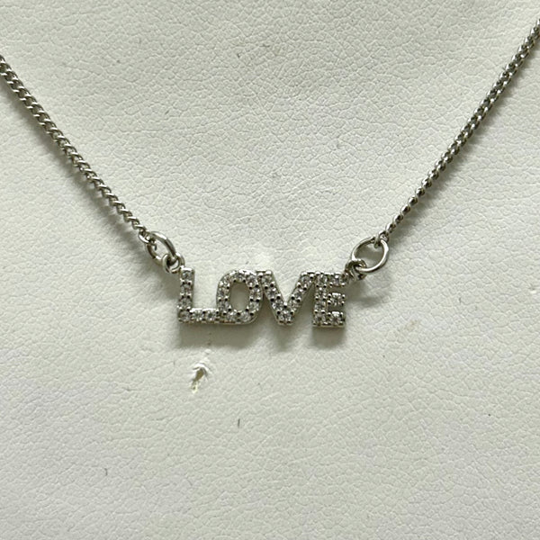 Block Letter CZ Love Necklace