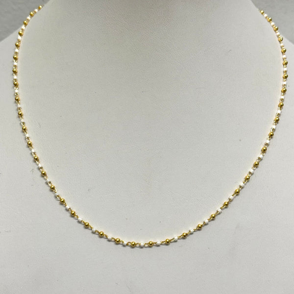 Aria Gold and White Bead Necklace