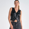 Faux Leather V-Neck Vest