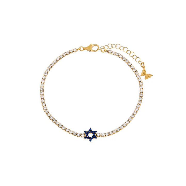 CZ Pave Star of David Tennis Bracelet