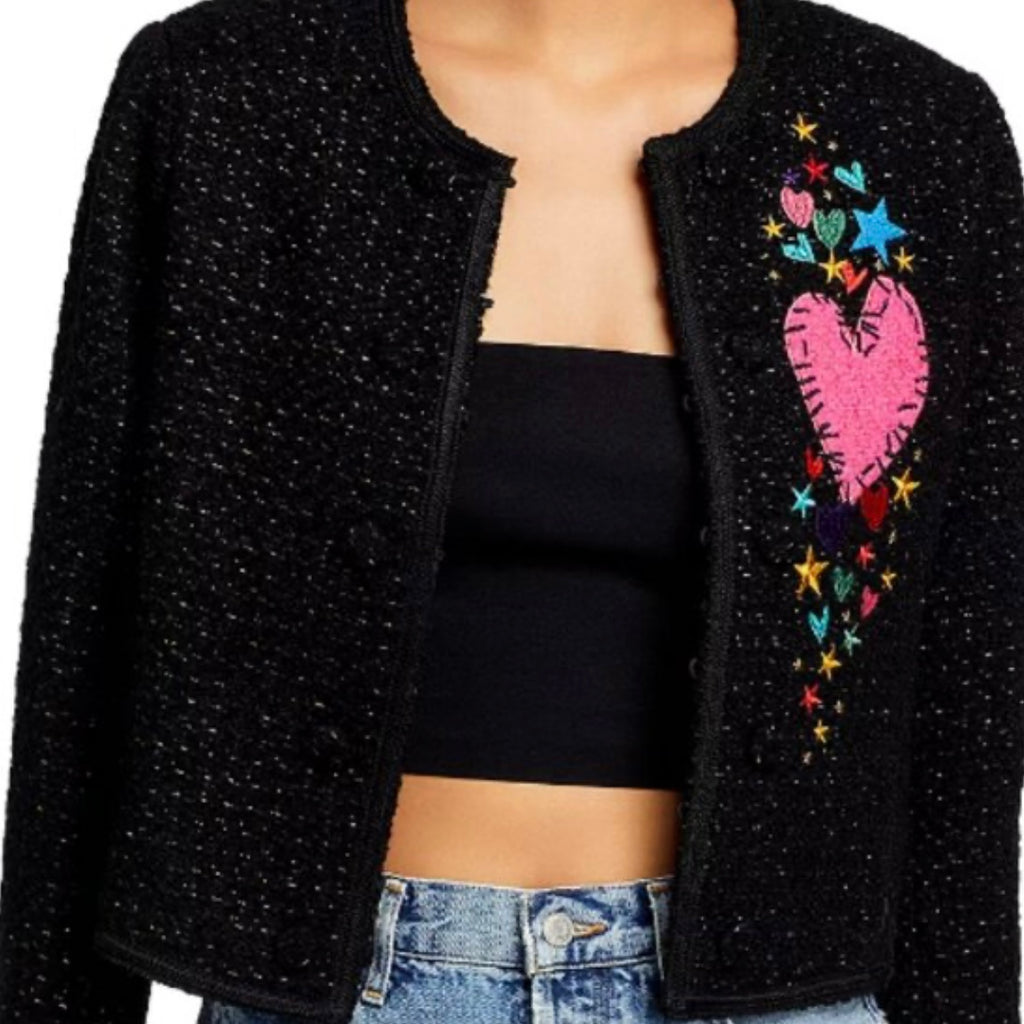 Kerri Rosenthal Heart Patch Boucle Jacket