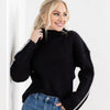 Elan Contrast Stitch Mock Neck Sweater